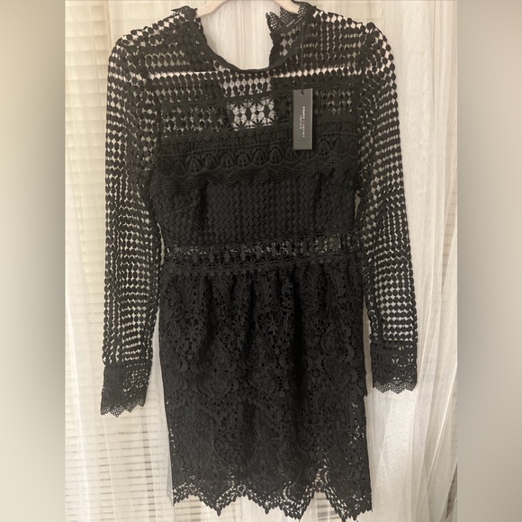 chinese dress ladies Romeo & Juliet Couture 3/4 Bell Sleeve Lace Trim Dress Black SM at Amazon  Women's Clothing store